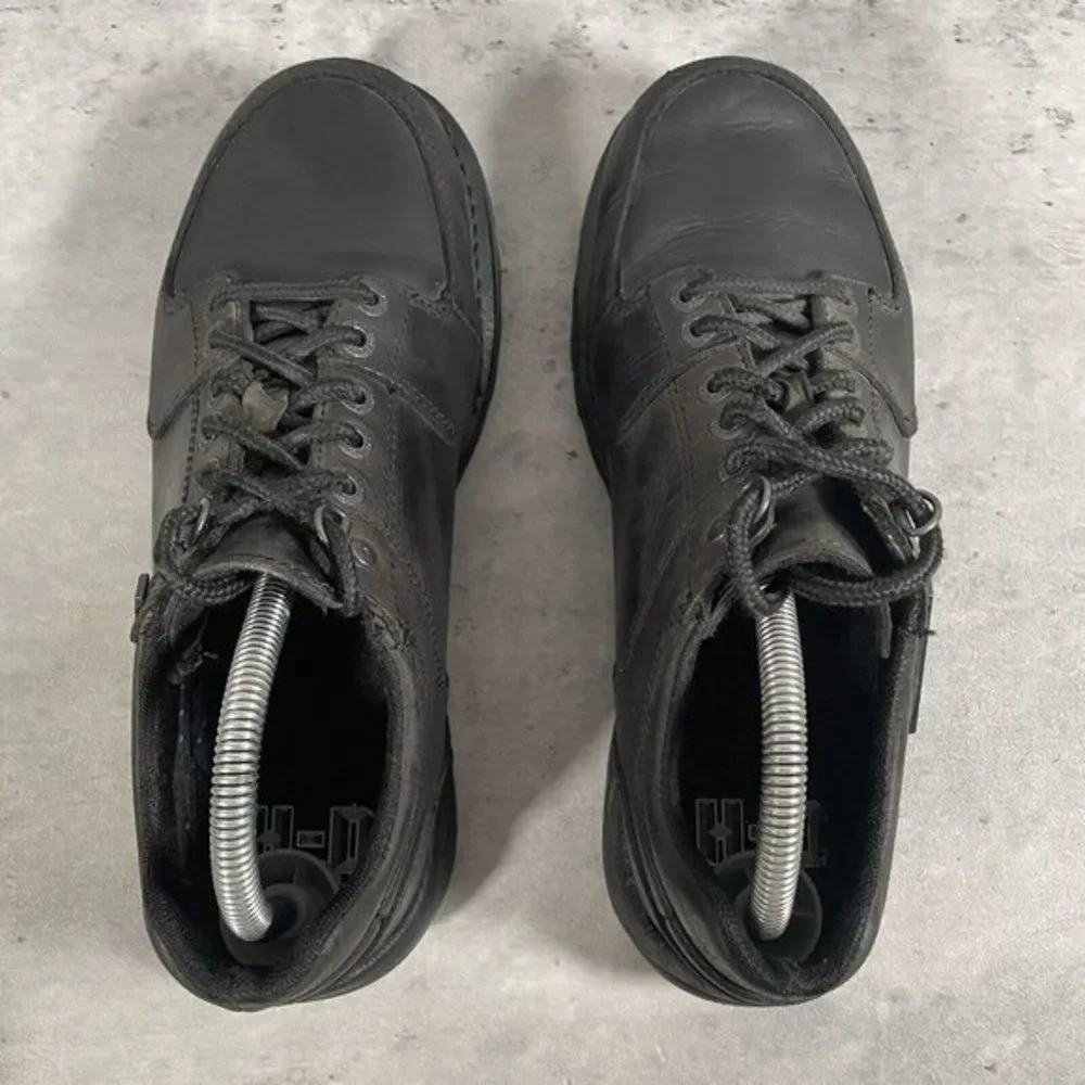 Harley Davidson Low‎ Top Boots Mens Sz 8.5 Womens 10 Riding Black Leather Shoes